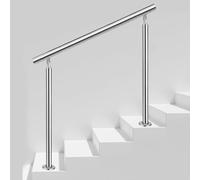 Barandilla de acero inoxidable 304 con kit de instalación, barandilla de escalera ajustable para exteriores, barandilla de seguridad, barandillas de barra de soporte, barandillas de montaje en suelo (