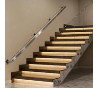 Barandilla de acero inoxidable para escaleras: 3 pies, 5 pies, 7 pies, 11 pies, 13 pies, 20 pies, exterior, pasamanos de seguridad montados en la pared con kit de soportes(350cm)