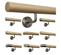 Barandilla de arce para escalera, mango de madera, soporte de acero inoxidable, longitud 30-500 cm de una pieza/variante: 160 cm con 3 soportes biselados