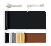 Barandilla de balcón Negra, 110x185cm, Resistente al Viento, a los Rayos UV, Impermeable, Fabricada en poliéster, Que Proporciona soluciones de privacidad y privacidad adecuadas para Jardine