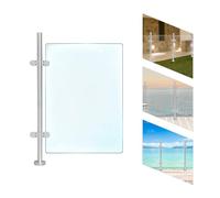 Barandilla de cristal, sistema de barandilla de 110 cm, acero inoxidable, pasamanos de balcón, postes redondos, barandilla de cristal, soporte de cristal, poste de balaustrada para escaleras