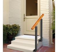 Barandilla de escalera ajustable para exteriores de 23 escalones, pasamanos de hierro forjado de metal con soporte lateral para escalones de hormigón o madera, soporte de seguridad para porche