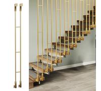 Barandilla de escalera, Altura en forma de H los 0.4M-2.4M del oro poste la barandilla escalera piso al techo hierro(Style B (1 Pc),1.7M/67IN/5.6FT)
