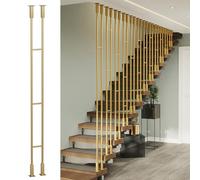 Barandilla de escalera, Altura en forma de H los 0.4M-2.4M del oro poste la barandilla escalera piso al techo hierro(Style C (1 Pc),1.5M/59.1IN/4.9FT)