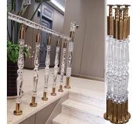 Barandilla de Escalera Balaustre de Terraza de 85/90 cm de Altura, Acrílico y Acero Inoxidable; Poste Decorativo para Barandilla de Escaleras Interiores(90 cm(35 7/16"),6 pcs)