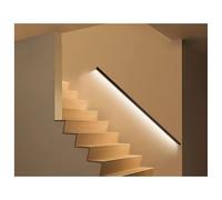 Barandilla de escalera Barandilla de escalera LED de aluminio Barandilla de seguridad interior y exterior montada en la pared Negro(Right side,200cm/6.6ft(B))