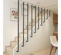 Barandilla de escalera cuadrada de pared para techo, pasillo, ático, cerca de escalón, villas, hoteles, oficinas, barandillas antideslizantes, pasamanos de jardín, cerca, balaustrada, color negro(140c