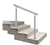 Barandilla de escalera de acero inoxidable para exteriores, 2 niveles para escalones y porche, barandilla de metal montada en el suelo, 95 cm de altura, transición para seguridad y estilo