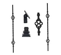 Barandilla De Escalera De Doble Giro Con Conector Y Zapata Plana, Juego De 2 Balaustradas Para Terrazas Comerciales, Columna Decorativa Para Escalones Con Husillos Divididos Para Interior Y Exterior,