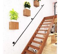 Barandilla de escalera de hierro forjado negro de 30-600 cm, viento industrial retro para niños mayores 'Con barandilla de seguridad en el pasillo, pasamanos de tubería de agua para interiores y exteriores, con accesorios de montaje