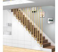 Barandilla de escalera de interior en forma de L, moderna barandilla cuadrada de hierro forjado dorado, kit completo de barandilla protectora para villa, loft, pasillo, escalera