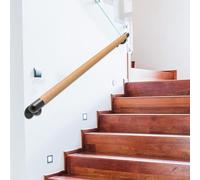 Barandilla de escalera de madera - Soporte de hierro forjado, Pasamanos de escalera de pared para escalones interiores y exteriores porche, cubierta, pasillo, barra de soporte(510cm)