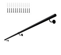 Barandilla de escalera de metal de 1 a 20 pies - Kit completo, pasamanos de pared, escalones de escalera pasamanos para cubierta interior y exterior, manija de barra de seguridad, negro(600cm)