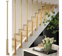 Barandilla de Escalera Dorada/Negra de 1 pie a 5,3 pies de Altura, barandilla de barandilla, barandilla de ático, Eje de Hierro, Oficina del Restaurante Familiar de la Villa hotelera(Gold,1.6 FT/50