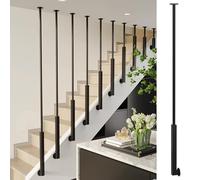 Barandilla de Escalera Dorada/Negra de 1 pie a 5,3 pies de Altura, barandilla de barandilla, barandilla de ático, Eje de Hierro, Oficina del Restaurante Familiar de la Villa hotelera(Negro,4.6FT/140