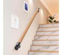 Barandilla de Escalera Exterior Pasamanos de Escalera de Pared para Lofts Pasillo de Cubierta de Porche, Pasamanos de Escalera Interior con Soporte de Hierro Forjado - Madera Maciza(400cm)