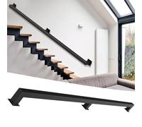 Barandilla de escalera il - Barra de soporte de pared de tubo cuadrado negro para uso en interiores y exteriores, 280 cm de longitud y diseño elegante