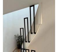 Barandilla de escalera industrial en forma de U, montaje lateral para 1 peldaño | Postes de seguridad antideslizantes para jardín y ático (75 cm)