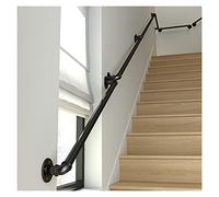 Barandilla de escalera interior - 2 m (6.5 pies) negro antideslizante con soportes de montaje en pared y agarre para un soporte seguro de escalera - y elegante solución de seguridad para escaleras