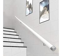 Barandilla de escalera interior de madera de 20 pies, barandilla antideslizante de pared con tapas finales, elegante diseño redondo blanco para seguridad y estilo