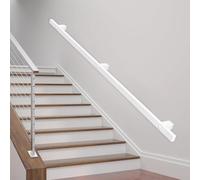 Barandilla de escalera moderna con soportes de hierro forjado, montaje en pared para escaleras interiores, barra de soporte de seguridad para pasillos del hogar, longitud de 1 a 4 m en color blanco