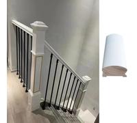 Barandilla de escalera moderna de hierro forjado con balaustres, for interior y exterior, con postes de madera.(Wood Handrail Length 160cm)