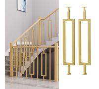 Barandilla De Escalera Moderna De Pie, Barandilla Dorada Para Valla Interior Con Kits De Instalación, Elegantes Balaustres Para Terraza, Escalera Exterior, Porche, Garaje, Sótano, Rectangular, 2 Unid