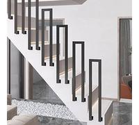 Barandilla de escalera moderna en forma de U para montaje en pared para porche y pasillo, metal negro, para loft y villa