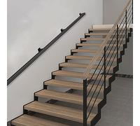 Barandilla de escalera negra 1m 2m 3m 4m 5m 6m Barandilla de montaje en pared Barandillas de mano para decoración del hogar, Soportes de barandilla de escalera de tubo cuadrado de hierro industrial (