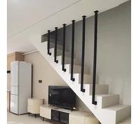 Barandilla de escalera negra para escalones de interior, barandilla de seguridad con postes de montaje en pared, 160 cm, protector de escalera, agarre elegante y seguro para escaleras