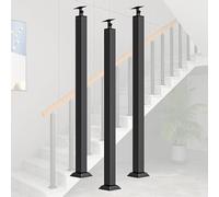 Barandilla de Escalera Negra Pasamanos Escalera Cuadrada Columna de Balaustre Ajustable de 270° con Base de Soporte Plano,Postes de Balaustres de Metal para Terraza Jar(Size:85cm/33.5in,Color:3 Pack)