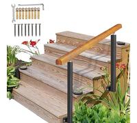 Barandilla de escalera para exteriores, se adapta a rampas de madera de 3 a 4 escalones con 2 postes de hierro, transición para porche de jardín, barra de soporte de seguridad en ángulo, diseño