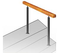 Barandilla de escalera para exteriores, soporte ajustable de hierro forjado negro para escaleras de interior/exterior, entrada de piscina, 100 cm, soporte de madera para seguridad y estilo