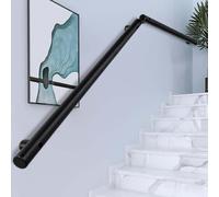 Barandilla de escalera para interiores, pasamanos de metal negro para escaleras, pasamanos de escalera montados en la pared, barra de apoyo industrial de tubo redondo.(180cm)
