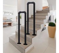Barandilla De Escalera Para Porche Exterior En Forma De U, Color Negro, Resistente, Para Personas Mayores Y Niños Con Discapacidad, Balaustres Rústicos Para Terrazas De Loft, 2 Unidades, 70 Cm (Alto)
