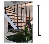 Barandilla de escalera, Postes de balaustre escalera metal en forma L for interior y exterior, color negro, blanco dorado, varios tamaños(Black-1 Pc,49.2in/125cm)