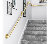 Barandilla de escalera vintage, barandillas de escalera doradas de hierro forjado de metal, kit completo, barandilla de escaleras de ancianos para ático de pasillo interior y exterior, 1pie - 20pies