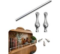 Barandilla de Estanteria Barra Protectora Frontal Metálica - Protector Ajustable para Estantes de Cocina, Barra de Exhibición para Armarios, Barrera Anticaída(Silver-A,10in/25.4cm)