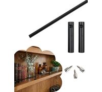 Barandilla de Estanteria Barra Protectora Frontal Metálica - Protector Ajustable para Estantes de Cocina, Barra de Exhibición para Armarios, Barrera Anticaída(Black-B,16in/40.6cm)