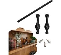 Barandilla de Estanteria Barra Protectora Frontal Metálica - Protector Ajustable para Estantes de Cocina, Barra de Exhibición para Armarios, Barrera Anticaída(Black-A,56in/142.2cm)