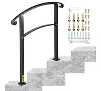 Barandilla de Hierro 52,5 cm Pasamanos Escaleras 3 Pasos Baranda Exterior Ángulo Parapeto Negro para Escalones de Hormigón Balcones Jardines Edificios Hoteles Garajes
