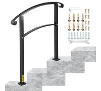 Barandilla de Hierro 52,5 cm Pasamanos Escaleras 3 Pasos Baranda Exterior Ángulo Parapeto Negro para Escalones de Hormigón Balcones Jardines Edificios Hoteles Garajes