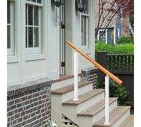 Barandilla de madera ajustable para escaleras para exteriores, antideslizante, para 1 3 escalones, kit de instalación incluido para hormigón/madera/ladrillo, color bianco, altura: 95 cm, largo: 80 cm