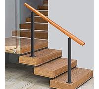 Barandilla de madera maciza para escaleras, antideslizante, para loft, pasillo, balcón, incluye kit de soporte de hierro forjado negro, altura 85/95 cm, ideal para seguridad en el hogar