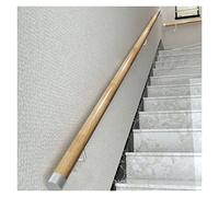 Barandilla de madera natural con soportes de pared plateados antideslizante para pasillos y pasillos, 2 m, ideal para ancianos y niños