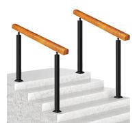 Barandilla de madera para escalones - Barandilla de escalera para interiores y exteriores, para 3 - 4 peldaños de piso, para terraza y jardín, transición segura para un fácil acceso