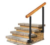 Barandilla de mano para exteriores, kit de barandilla de escalera de madera maciza para 2 o 5 escalones, barandilla de mano de transición con postes de hierro forjado
