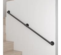 Barandilla de metal para escaleras - Kit completo de seguridad negra il 1-6 m antideslizante para ancianos, uso en exteriores e interiores (tamaño: 300 cm)
