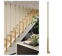 Barandilla de metal para interiores y exteriores para escaleras, barandillas de jardín y terraza, barandilla de apoyo para escalones de hormigón, acabado dorado, 145 cm de largo y elegante