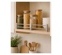 Barandilla de Protección para Estante de Acero Inoxidable 304, Valla de Seguridad con Doble Barra para Armario de Cocina, Despensa, Librería, Estantería y Almacenaje(1 Pack,34cm/13.4in)